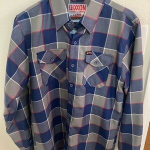 DIXXON Hatebreed Men's Blue and Gray Plaid Flannel Shirt
